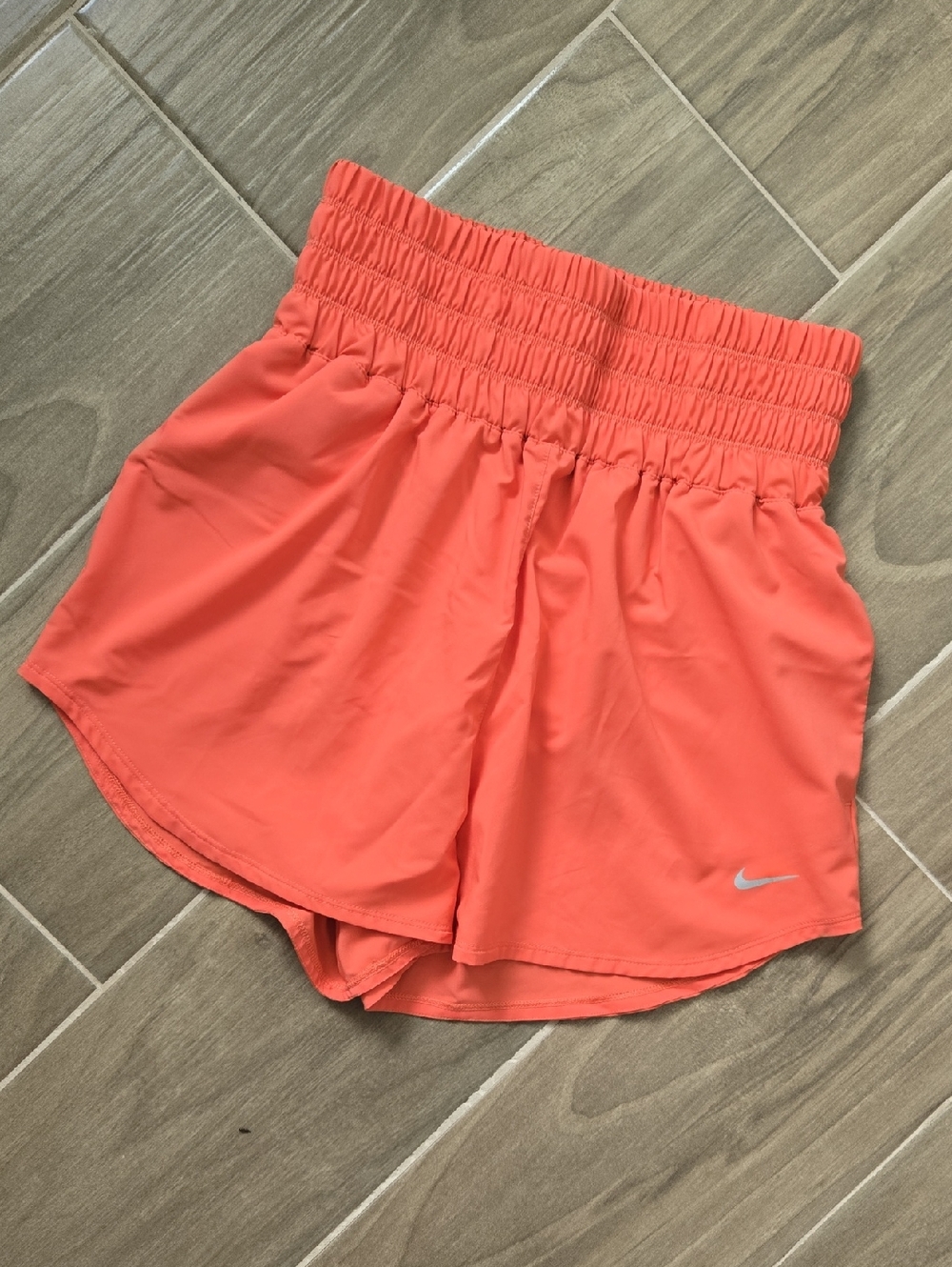 Nike Women’s Coral-Orange High-Waist Athletic Shorts